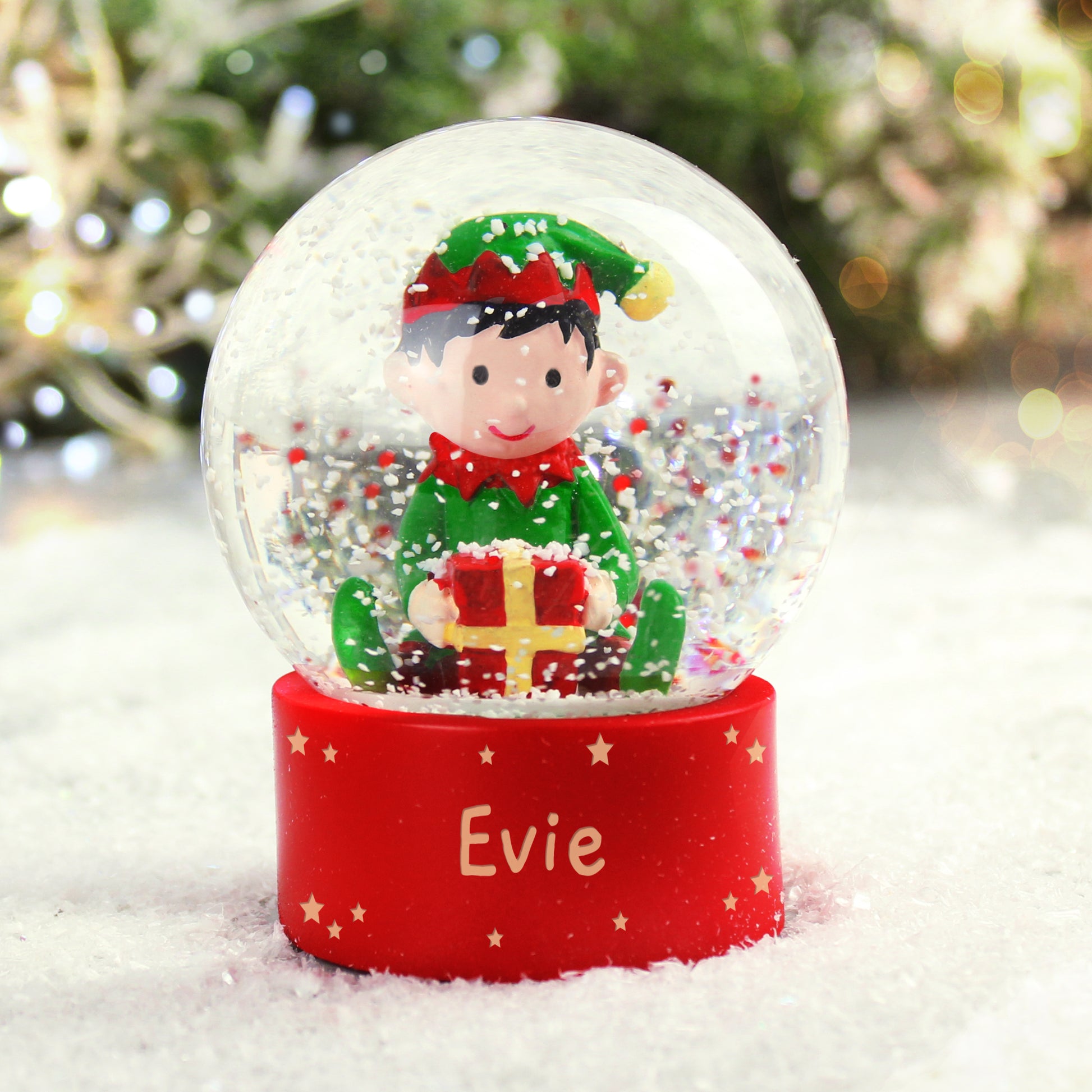 Personalised Name Only Elf Glitter Snow Globe from Heartfelt Gifts
