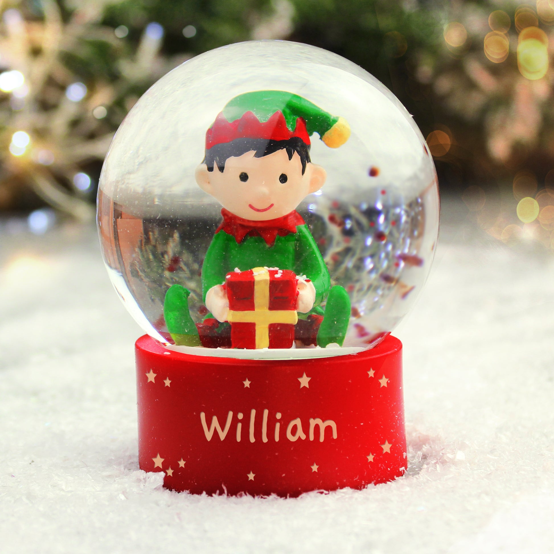 Personalised Name Only Elf Glitter Snow Globe - image 2