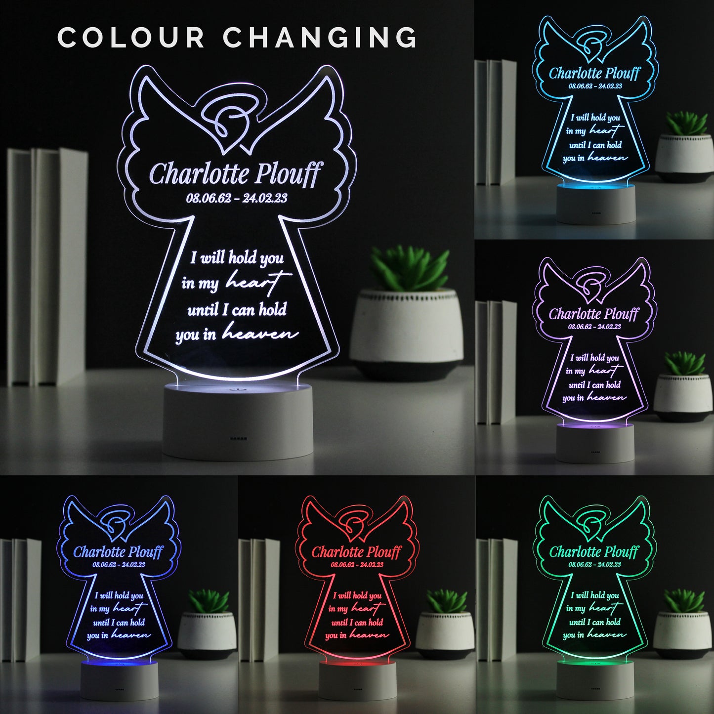 Personalised Angel Memorial Verse Colour Changing LED Light - image 2