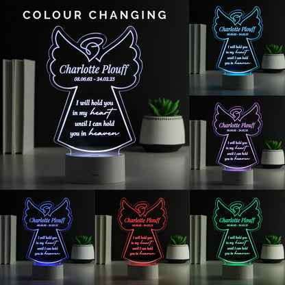 Personalised Angel Memorial Verse Colour Changing LED Light - image 2