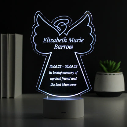 Personalised Free Text Angel Memorial Colour Changing LED Light from Heartfelt Gifts