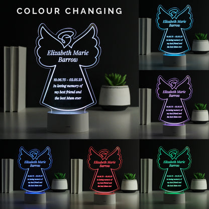 Personalised Free Text Angel Memorial Colour Changing LED Light - image 2
