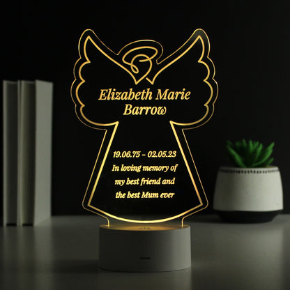 Personalised Free Text Angel Memorial Colour Changing LED Light - image 3
