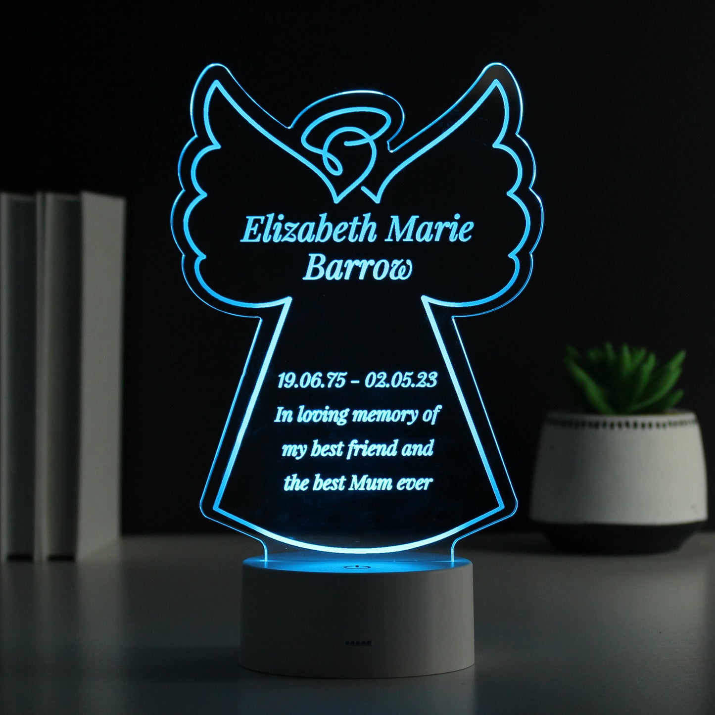 Personalised Free Text Angel Memorial Colour Changing LED Light - image 4