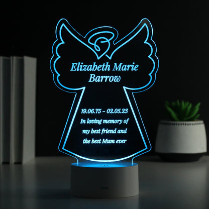 Personalised Free Text Angel Memorial Colour Changing LED Light - image 4