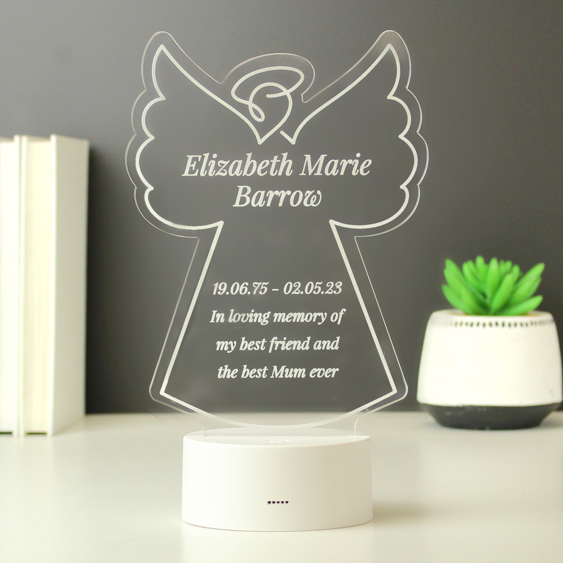 Personalised Free Text Angel Memorial Colour Changing LED Light - image 5