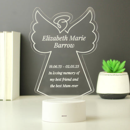 Personalised Free Text Angel Memorial Colour Changing LED Light - image 5