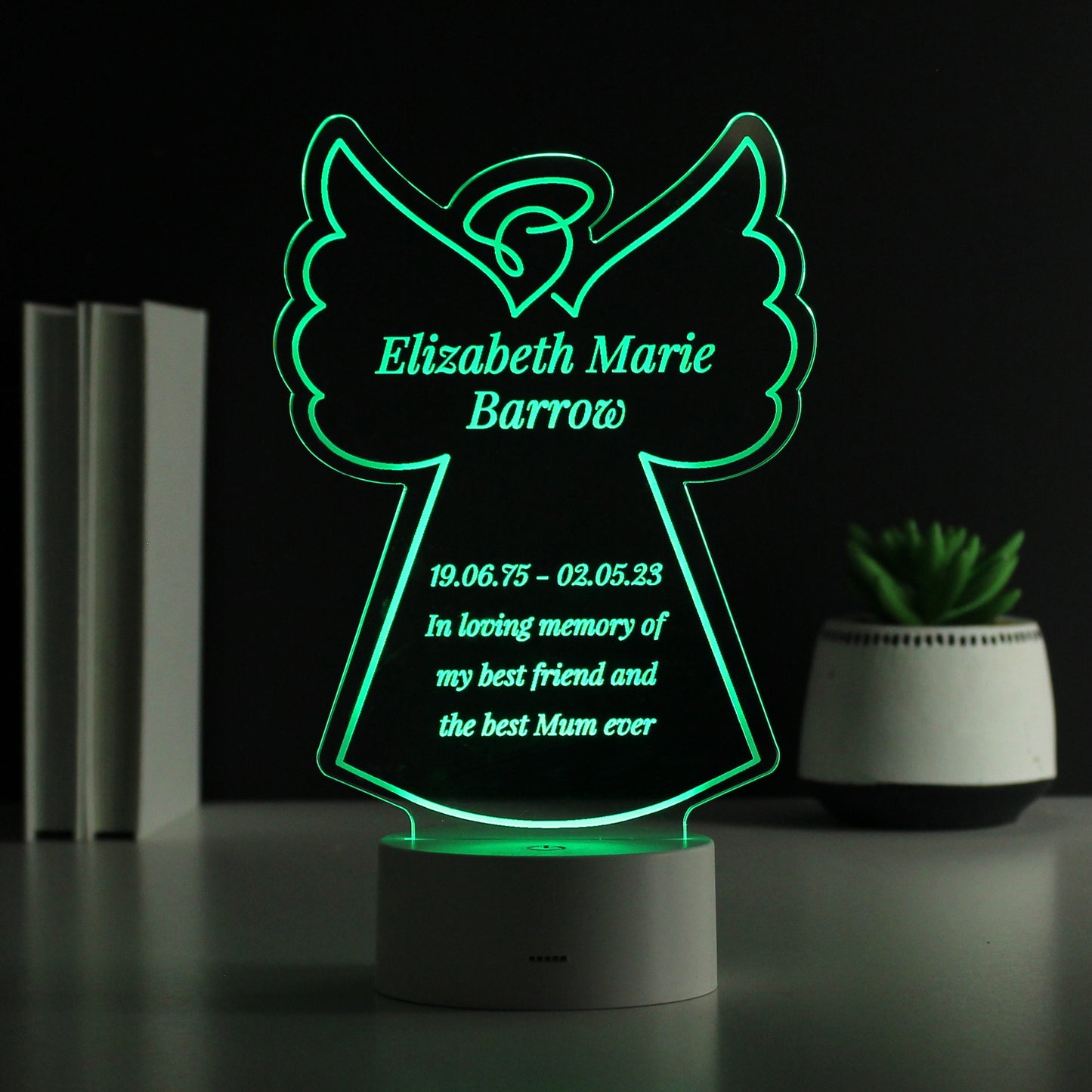 Personalised Free Text Angel Memorial Colour Changing LED Light - image 7