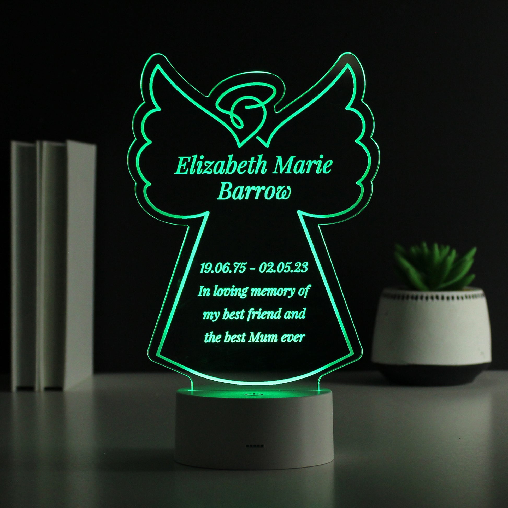 Personalised Free Text Angel Memorial Colour Changing LED Light - image 7