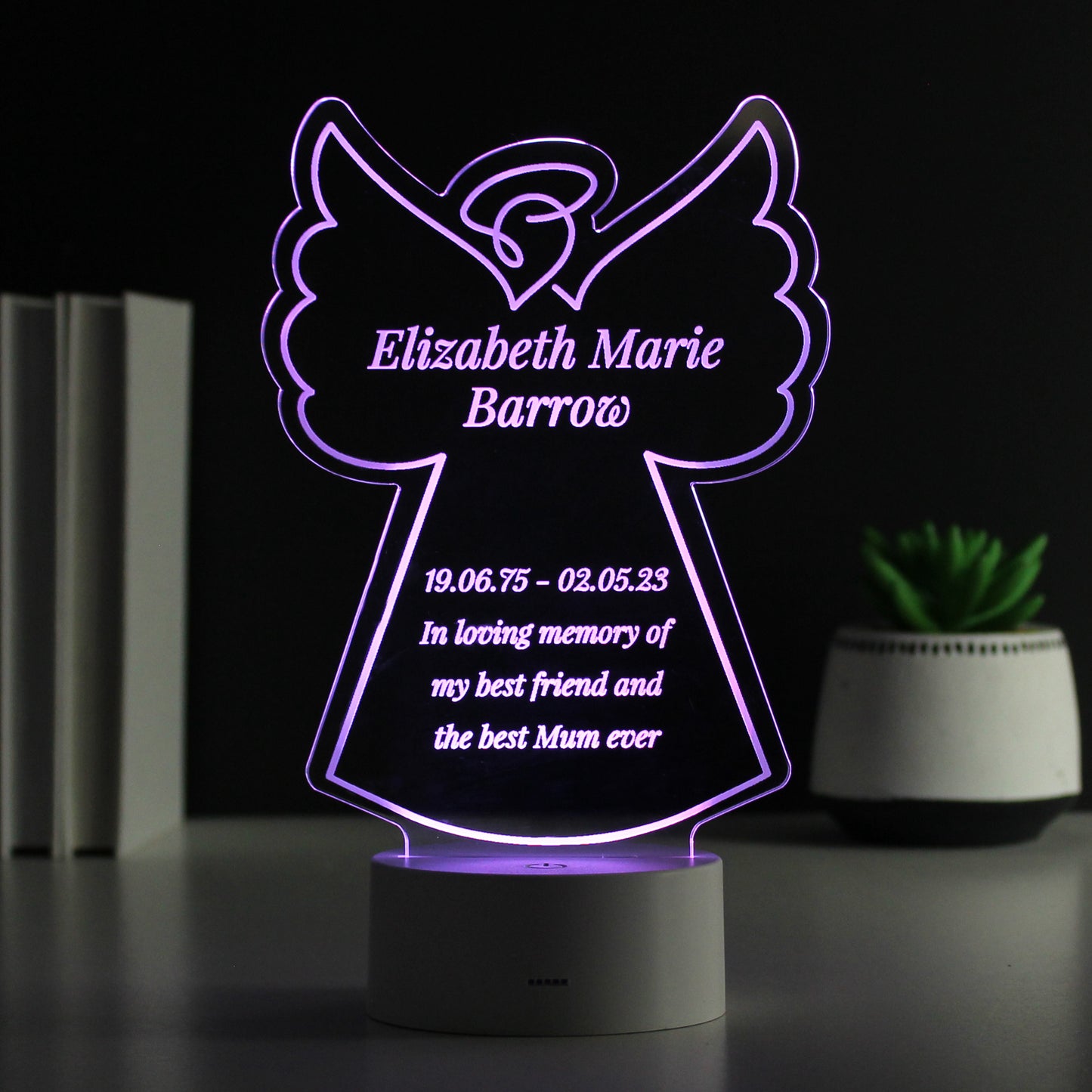 Personalised Free Text Angel Memorial Colour Changing LED Light - image 8