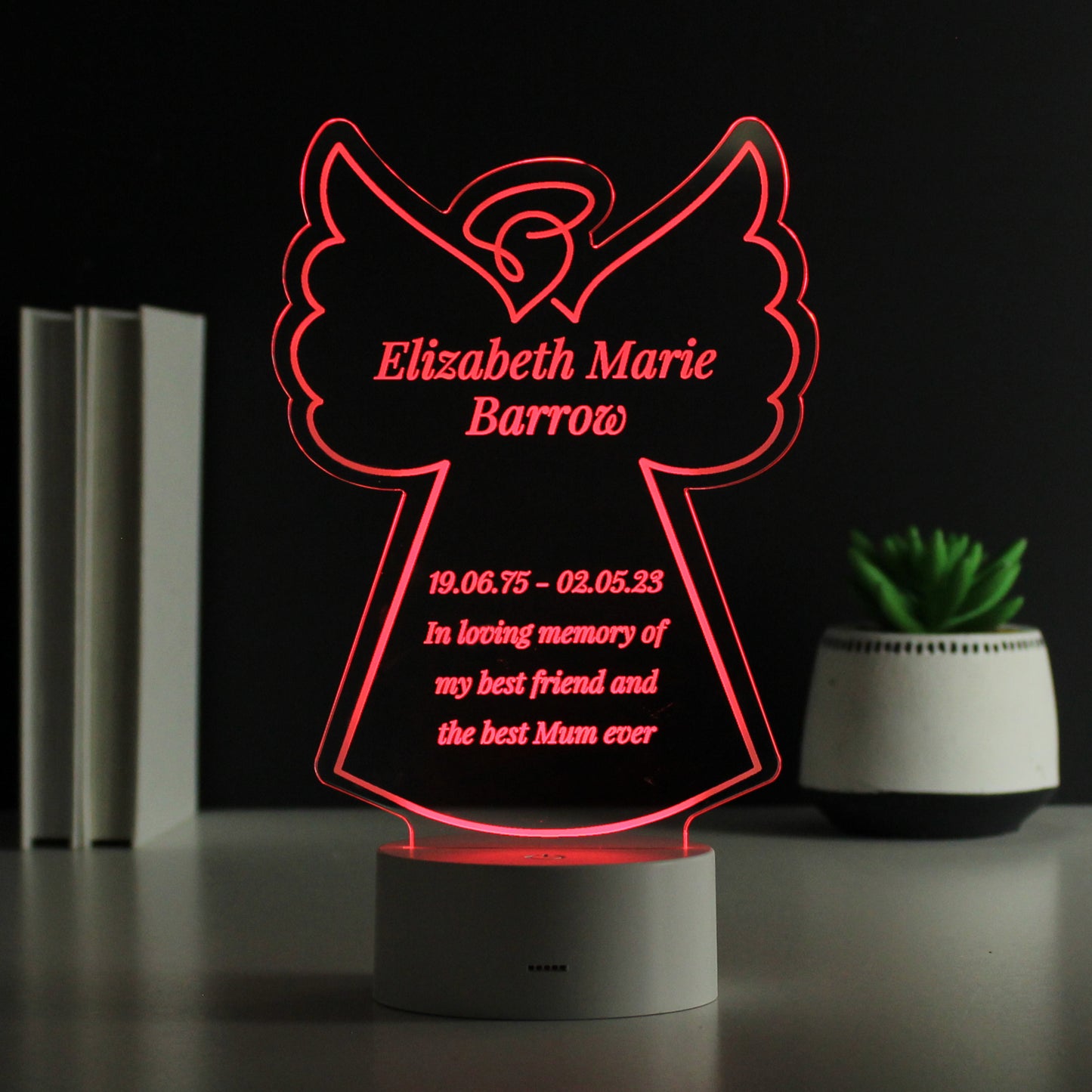 Personalised Free Text Angel Memorial Colour Changing LED Light - image 9