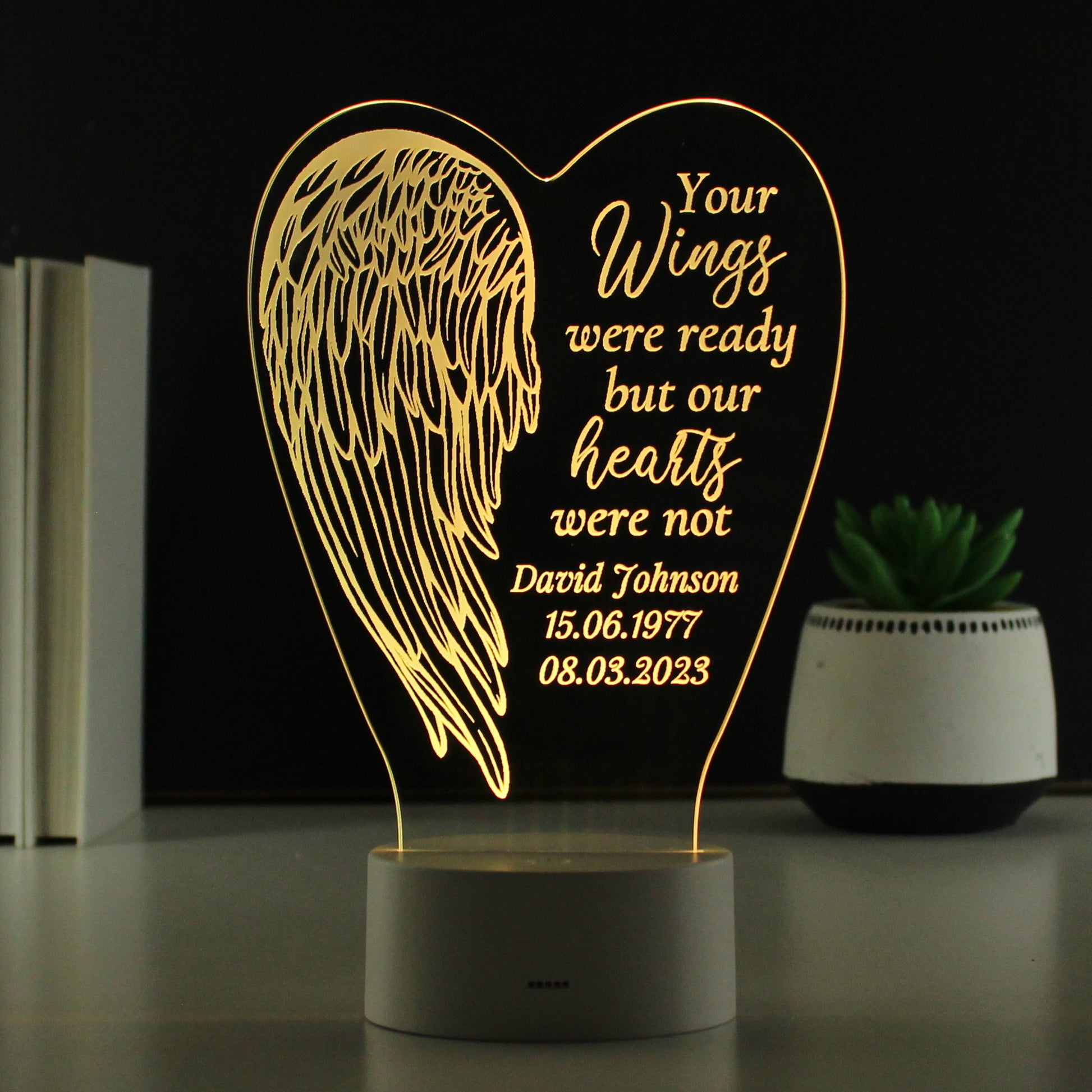 Personalised Angel Wings Memorial Colour Changing LED Light - image 3