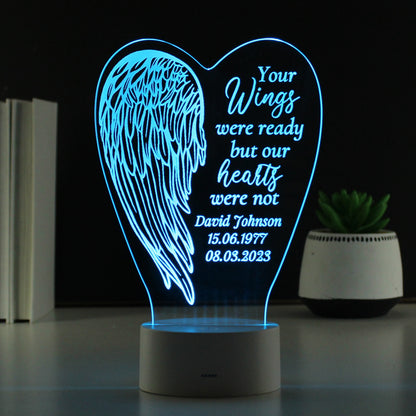 Personalised Angel Wings Memorial Colour Changing LED Light - image 4