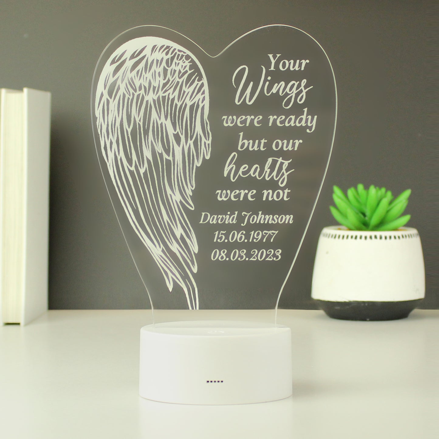 Personalised Angel Wings Memorial Colour Changing LED Light - image 5