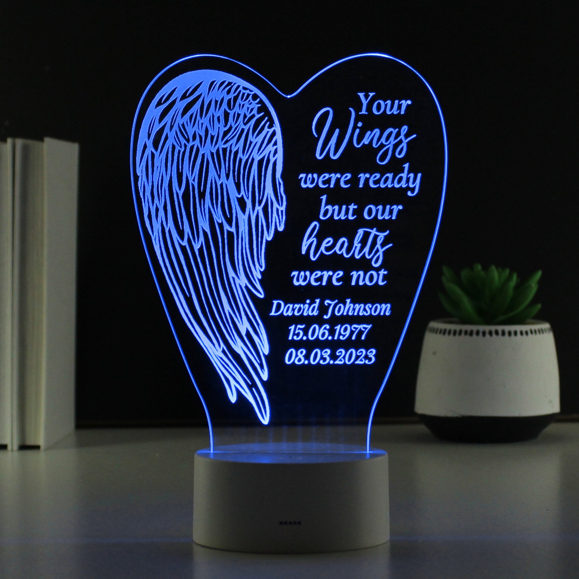 Personalised Angel Wings Memorial Colour Changing LED Light - image 6