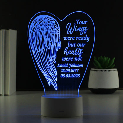 Personalised Angel Wings Memorial Colour Changing LED Light - image 6