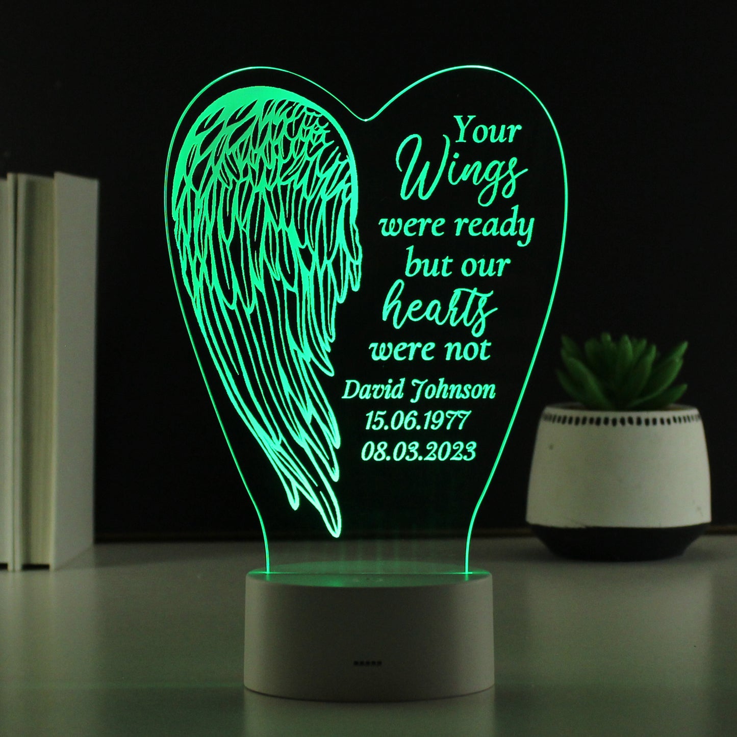 Personalised Angel Wings Memorial Colour Changing LED Light - image 7