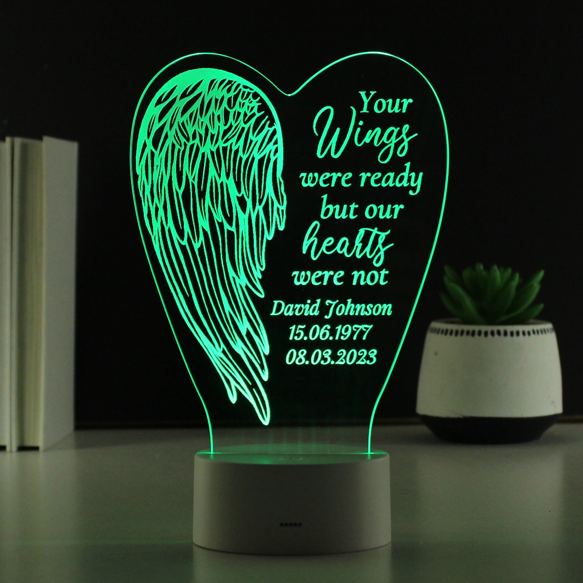 Personalised Angel Wings Memorial Colour Changing LED Light - image 7