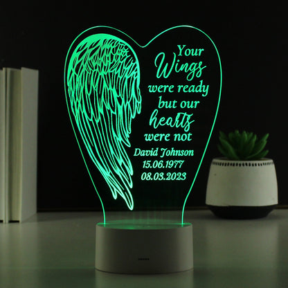 Personalised Angel Wings Memorial Colour Changing LED Light - image 7