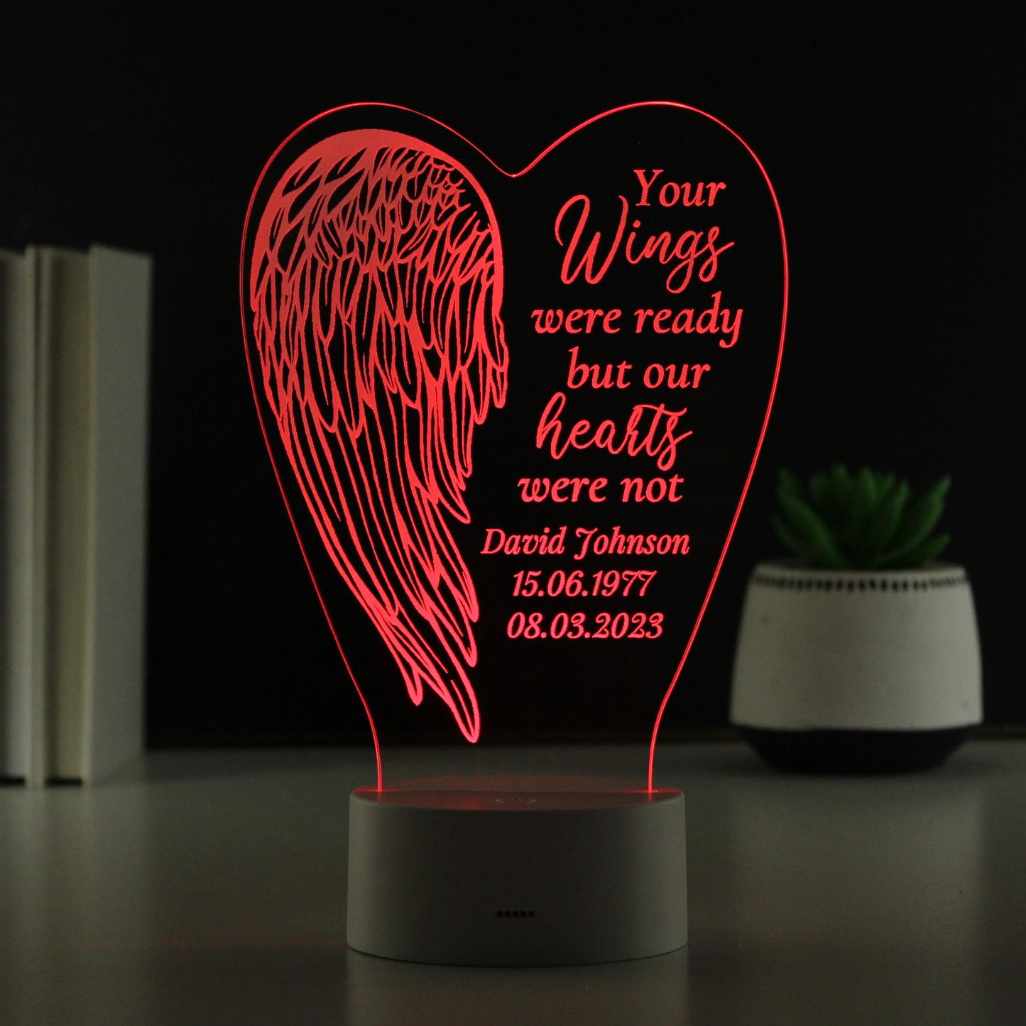Personalised Angel Wings Memorial Colour Changing LED Light - image 8