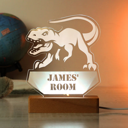 Personalised Dinosaur Wooden Based LED Light - image 12