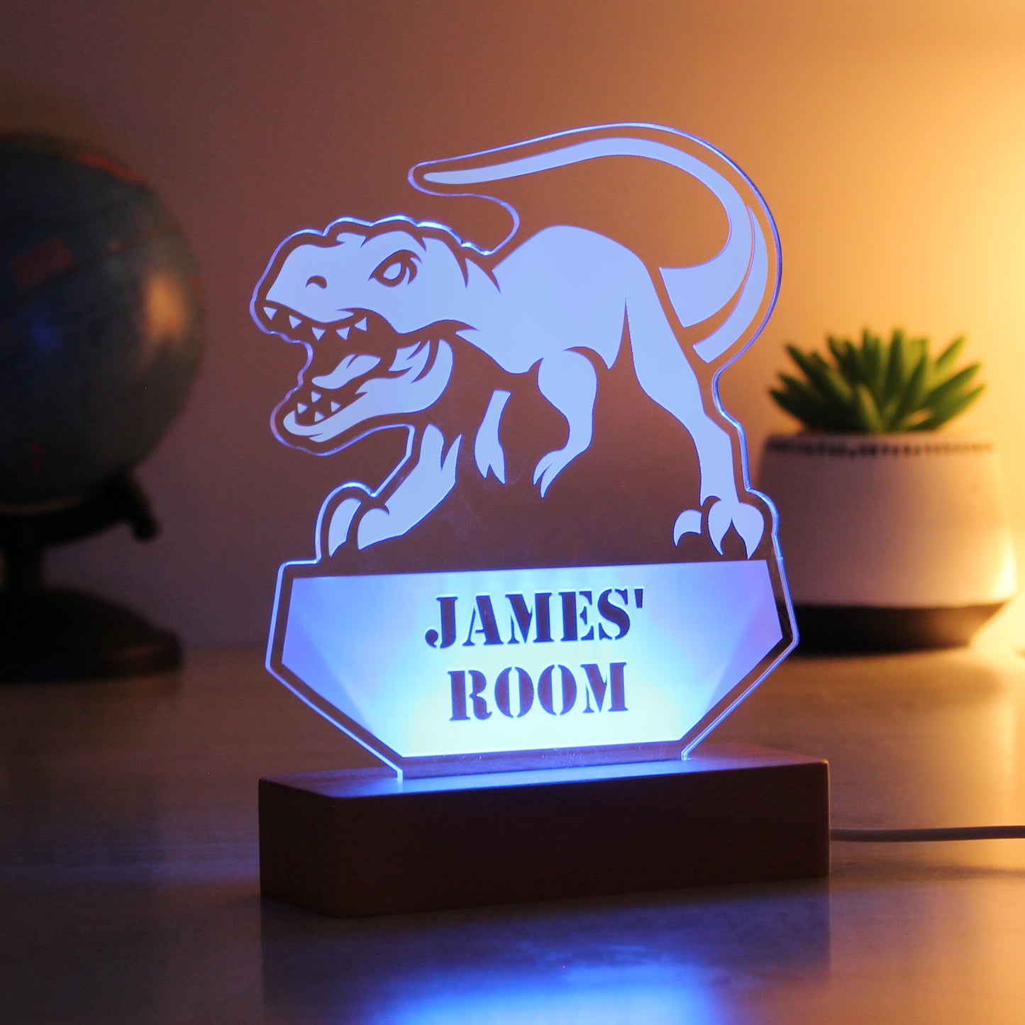 Personalised Dinosaur Wooden Based LED Light - image 4