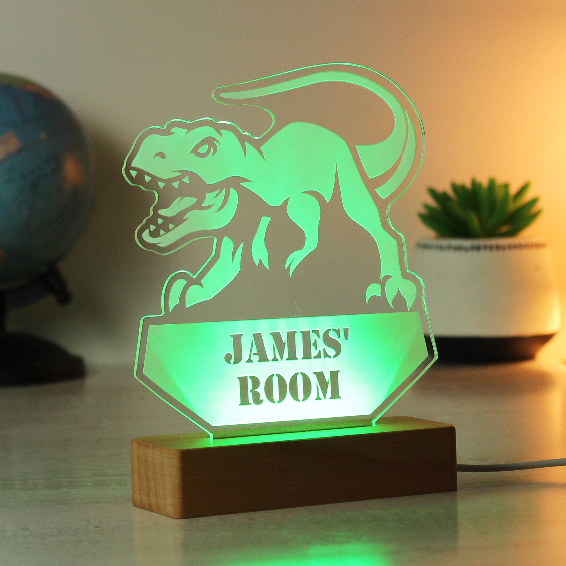 Personalised Dinosaur Wooden Based LED Light - image 8