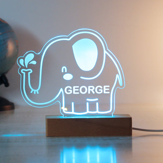 Personalised Elephant Wooden Based LED Light - image 3