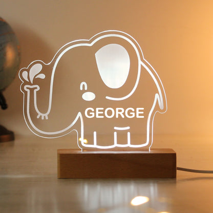 Personalised Elephant Wooden Based LED Light - image 9