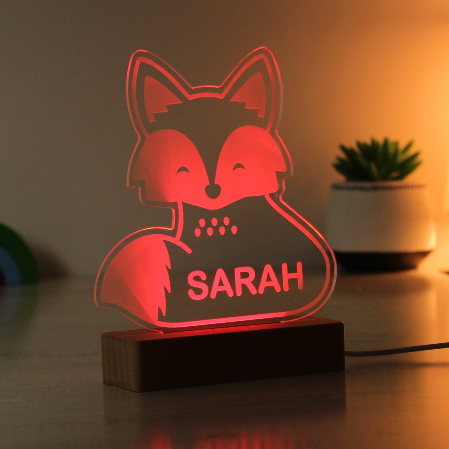 Personalised Fox Wooden Based LED Light - image 13