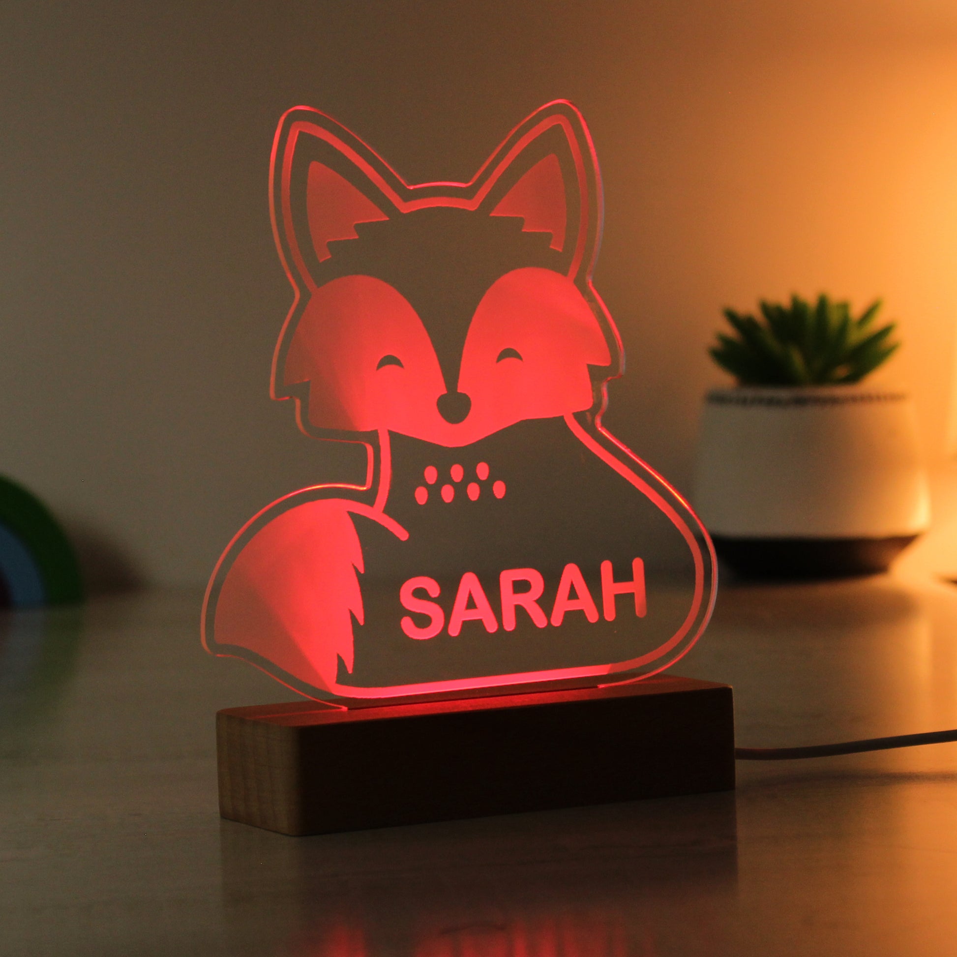 Personalised Fox Wooden Based LED Light - image 13