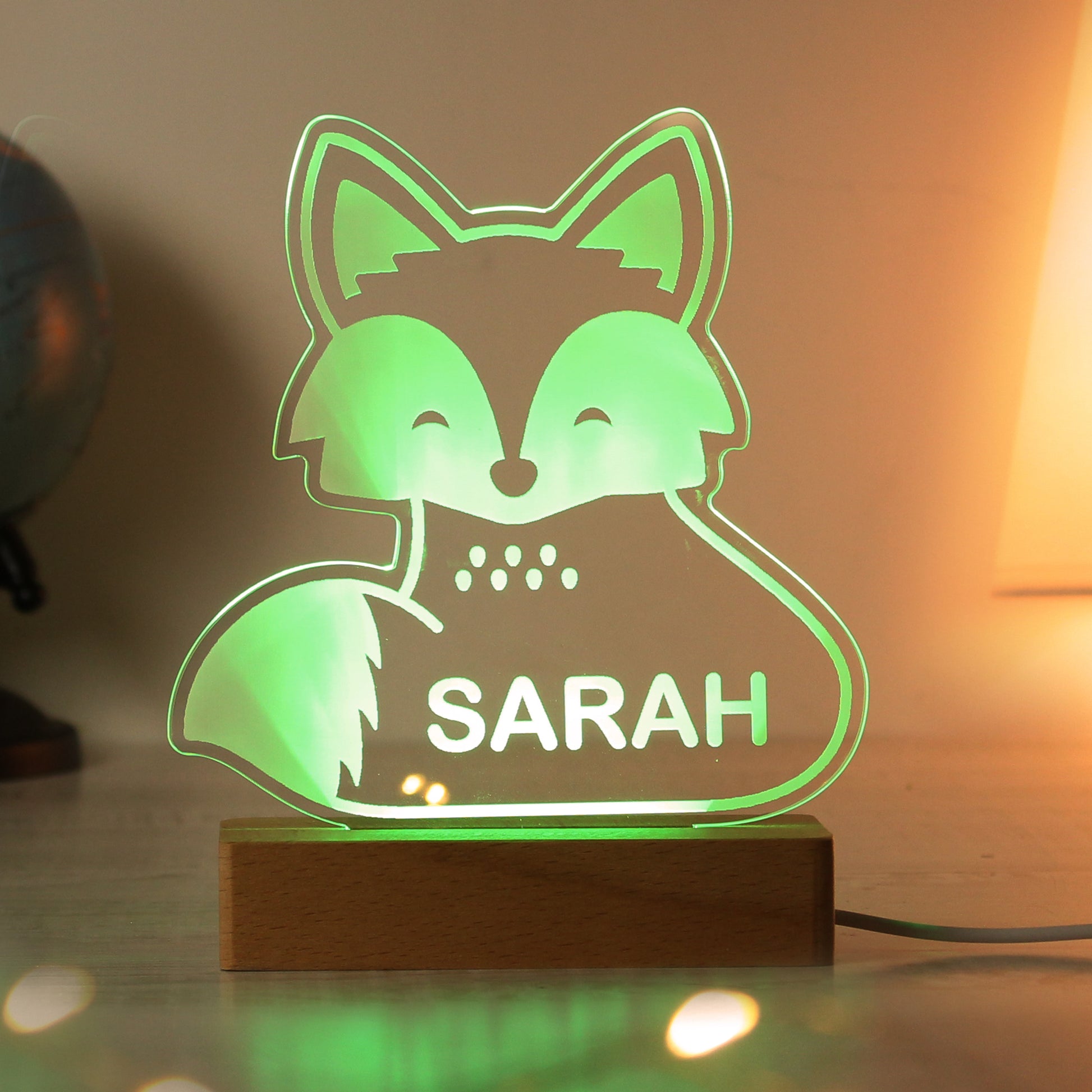 Personalised Fox Wooden Based LED Light - image 14