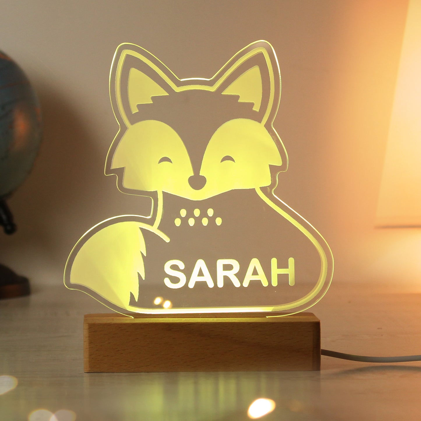 Personalised Fox Wooden Based LED Light - image 7