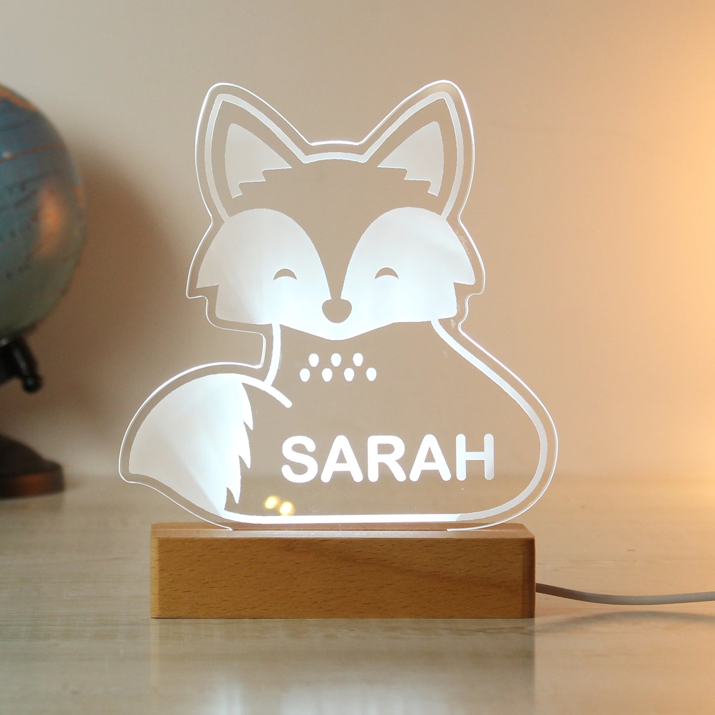 Personalised Fox Wooden Based LED Light - image 8