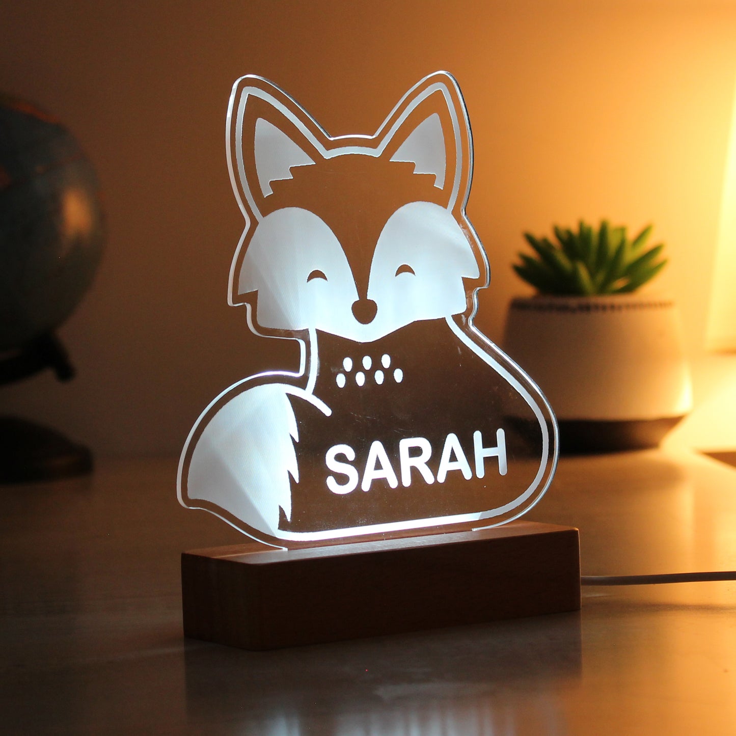 Personalised Fox Wooden Based LED Light - image 9