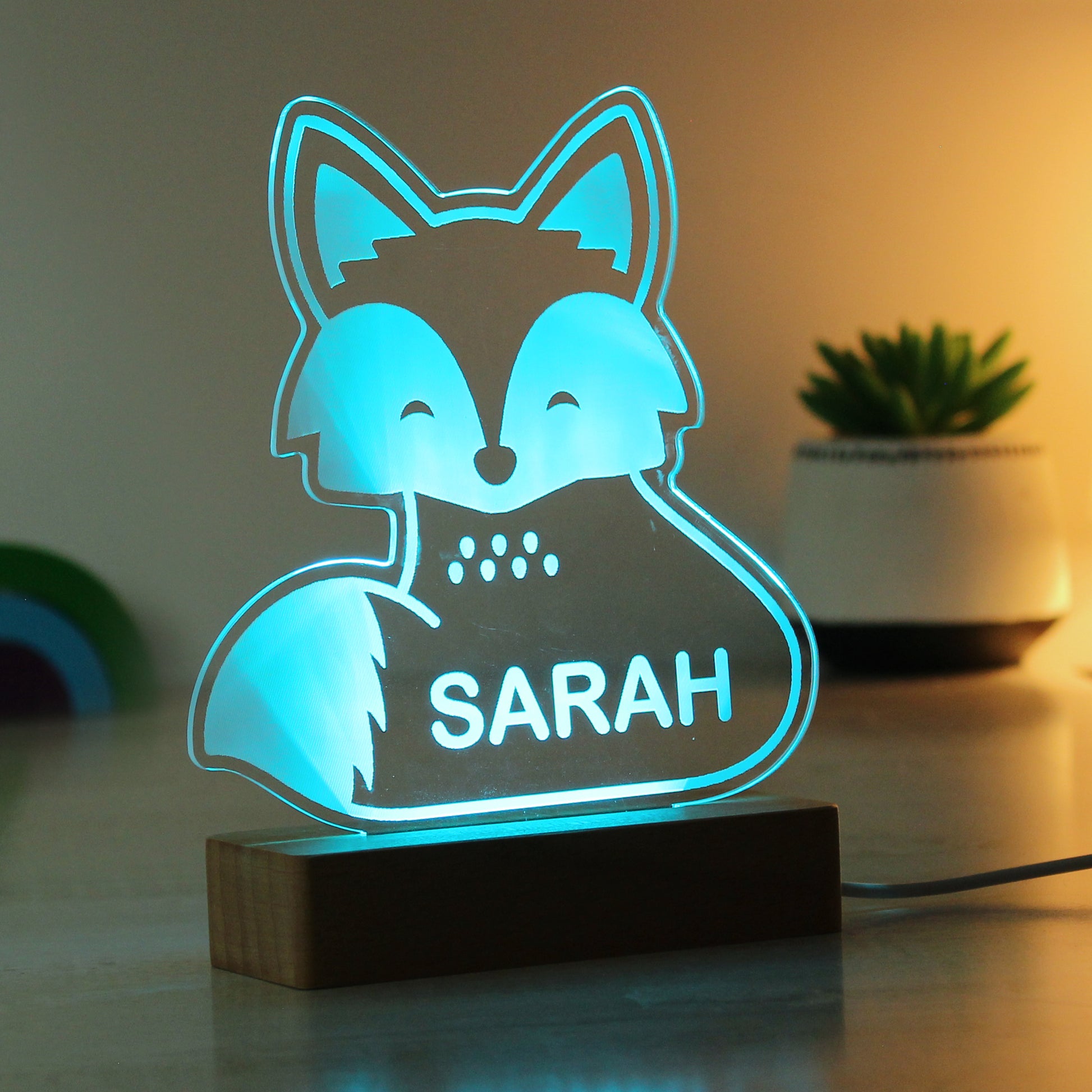 Personalised Fox Wooden Based LED Light - image 10