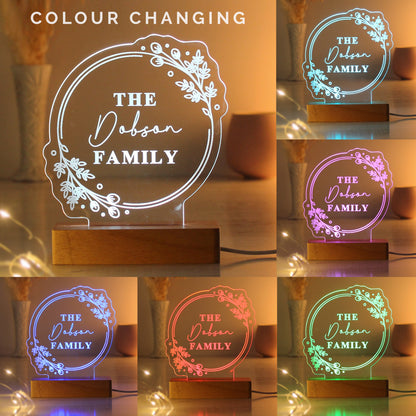 Personalised Floral Wooden Based LED Light - image 2