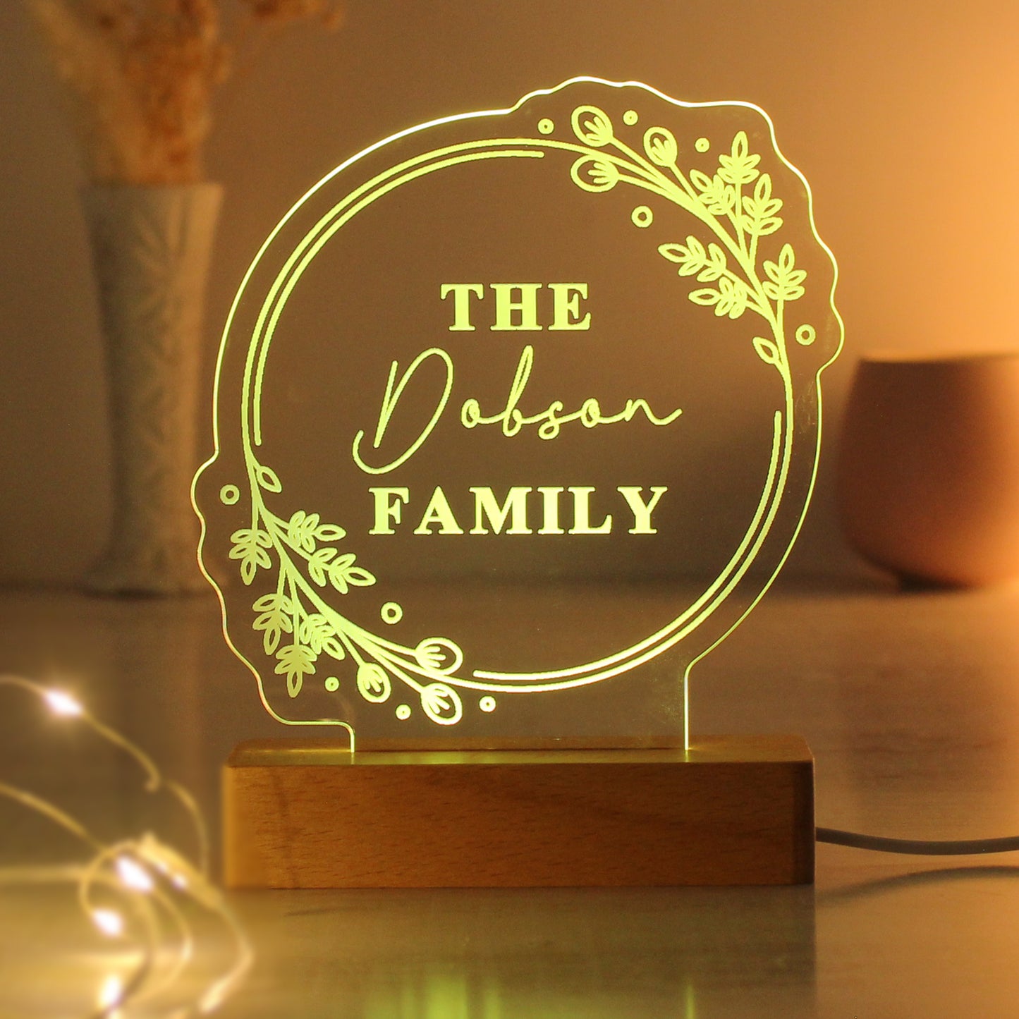 Personalised Floral Wooden Based LED Light - image 11