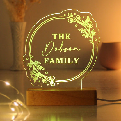 Personalised Floral Wooden Based LED Light - image 11