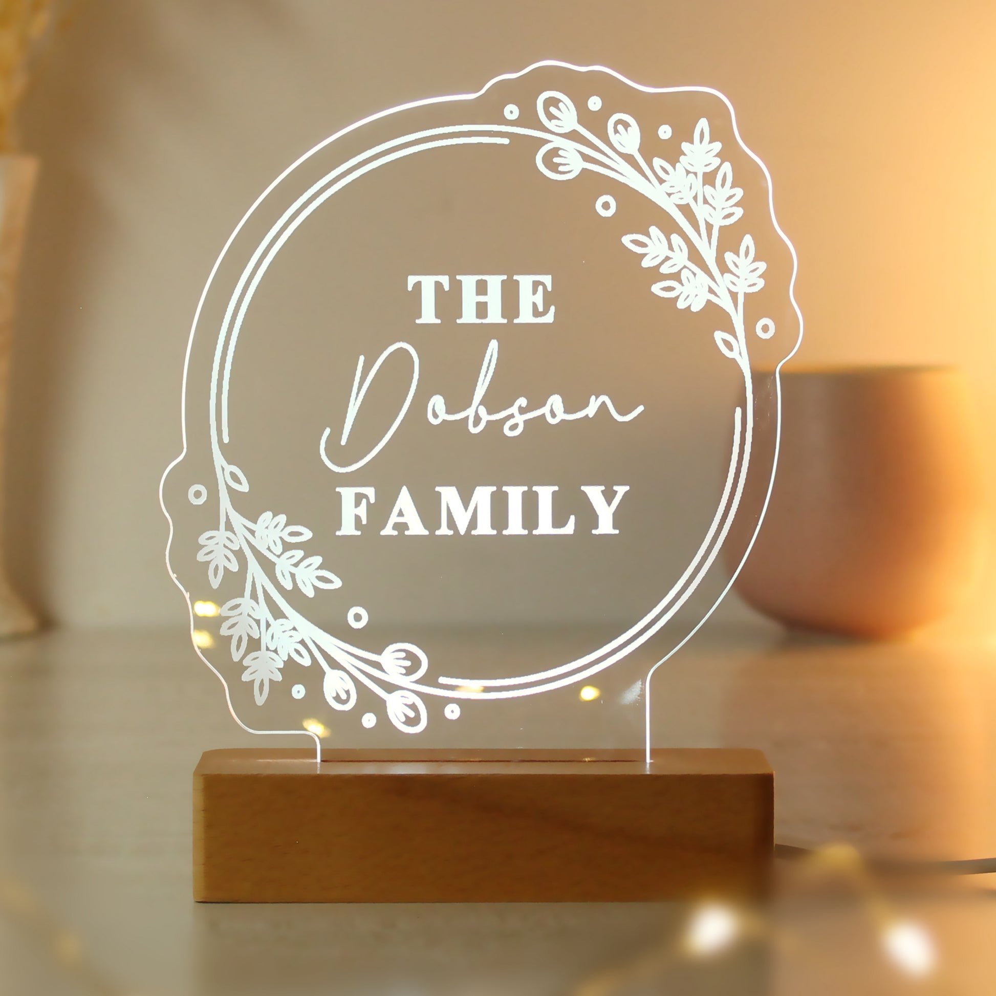 Personalised Floral Wooden Based LED Light - image 16