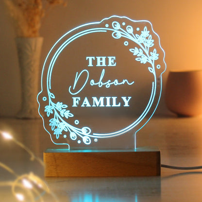 Personalised Floral Wooden Based LED Light - image 4