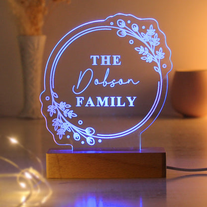 Personalised Floral Wooden Based LED Light - image 9