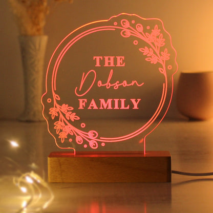 Personalised Floral Wooden Based LED Light - image 10