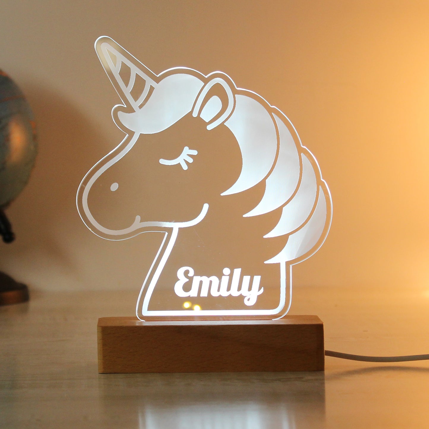 Personalised Unicorn Wooden Based LED Light from Heartfelt Gifts