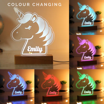 Personalised Unicorn Wooden Based LED Light - image 2