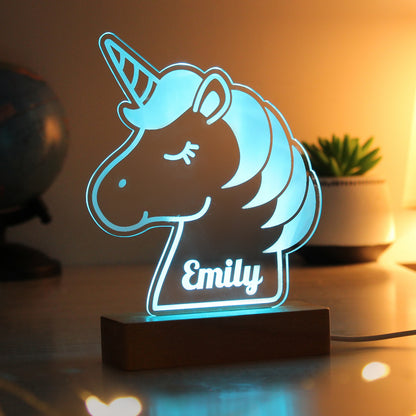 Personalised Unicorn Wooden Based LED Light - image 3