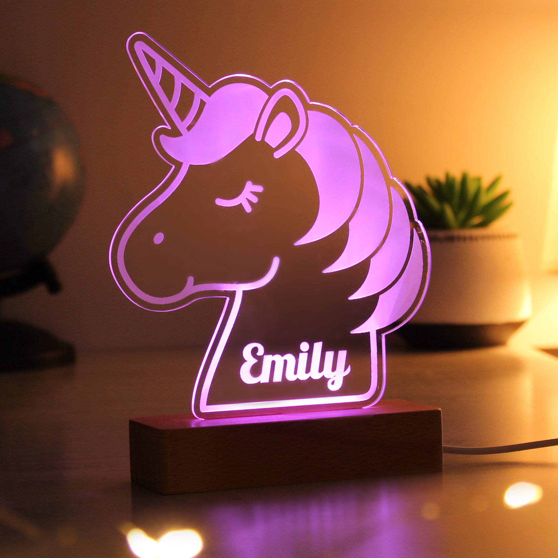 Personalised Unicorn Wooden Based LED Light - image 4
