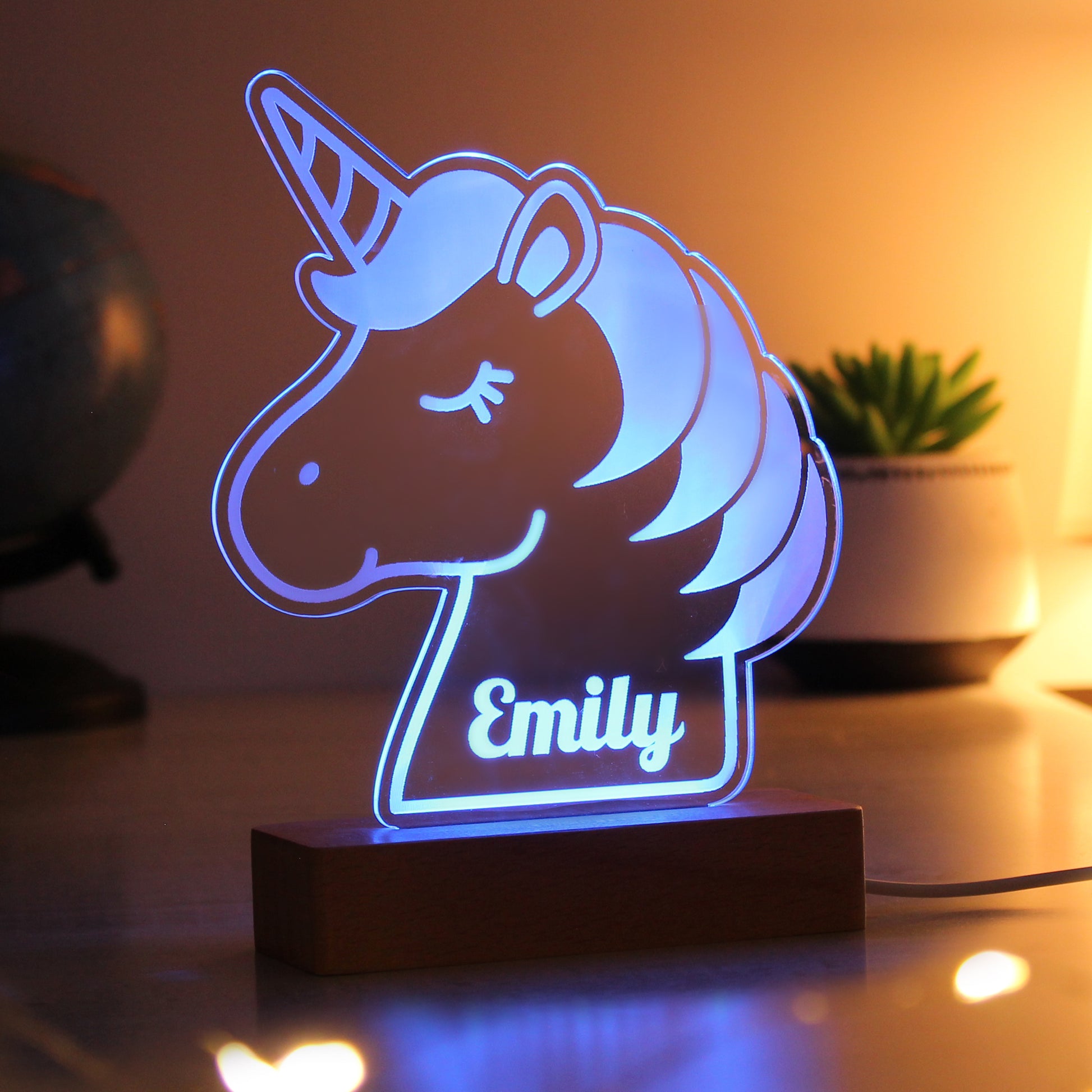 Personalised Unicorn Wooden Based LED Light - image 5