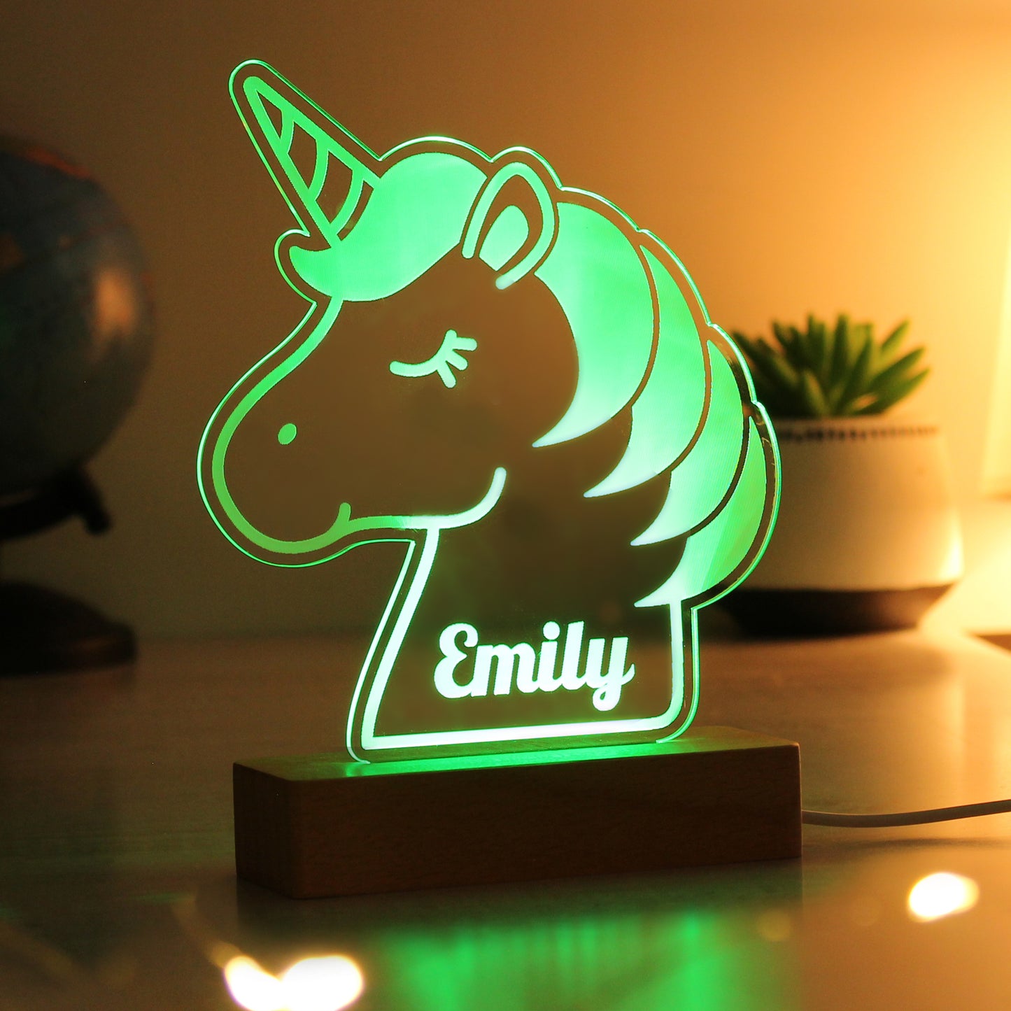 Personalised Unicorn Wooden Based LED Light - image 6