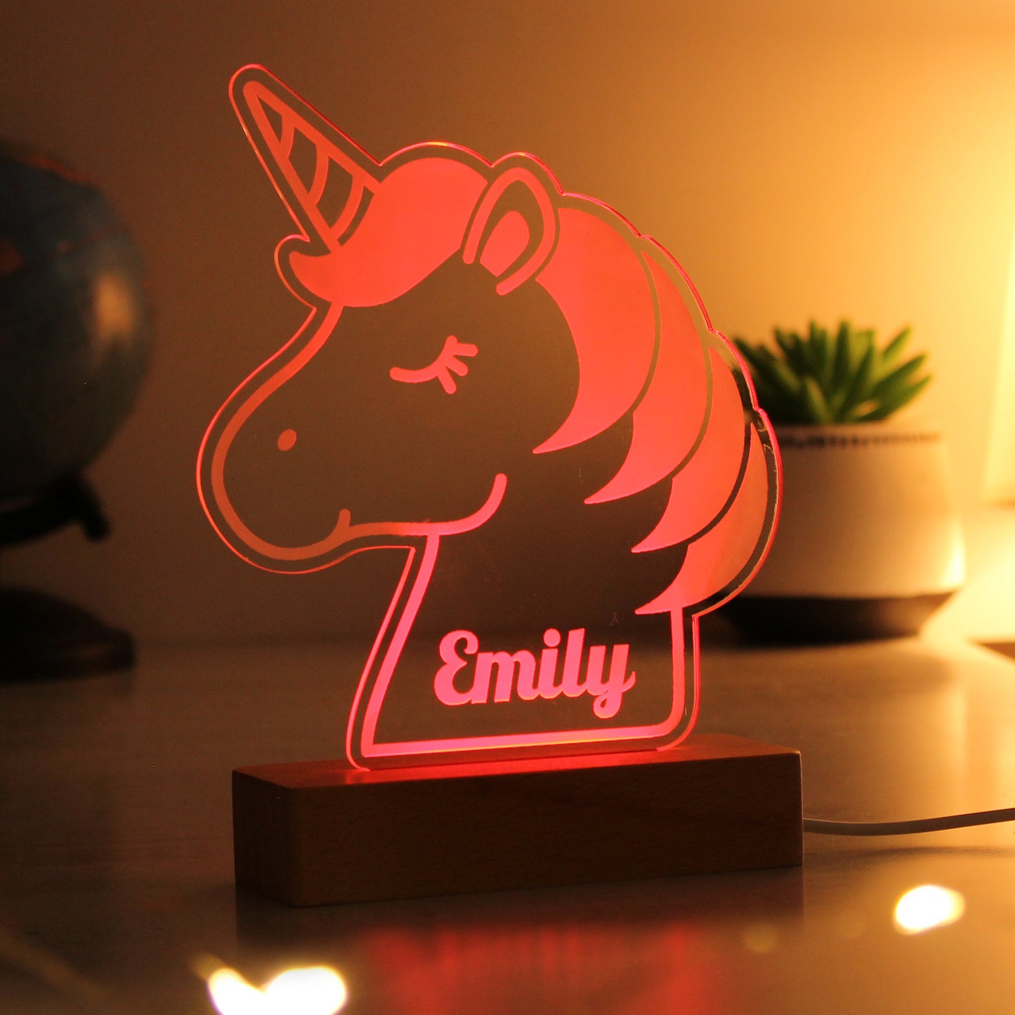 Personalised Unicorn Wooden Based LED Light - image 7